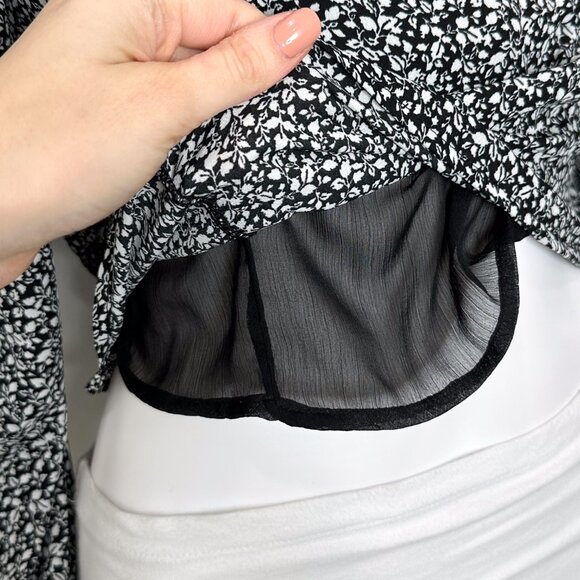 Abercrombie & Fitch Square Neck Balloon Puff Long Sleeve Top Ditsy Floral Print - Picture 11 of 16